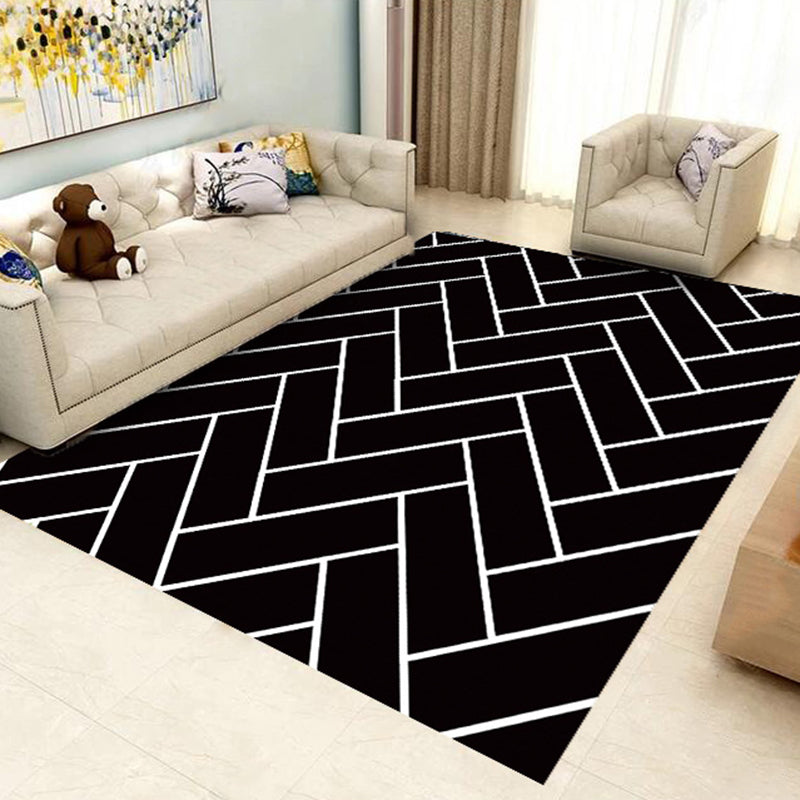 Modern Geometric Lattice Pattern Rug Polyester Rug Washable Rug for Home Decor