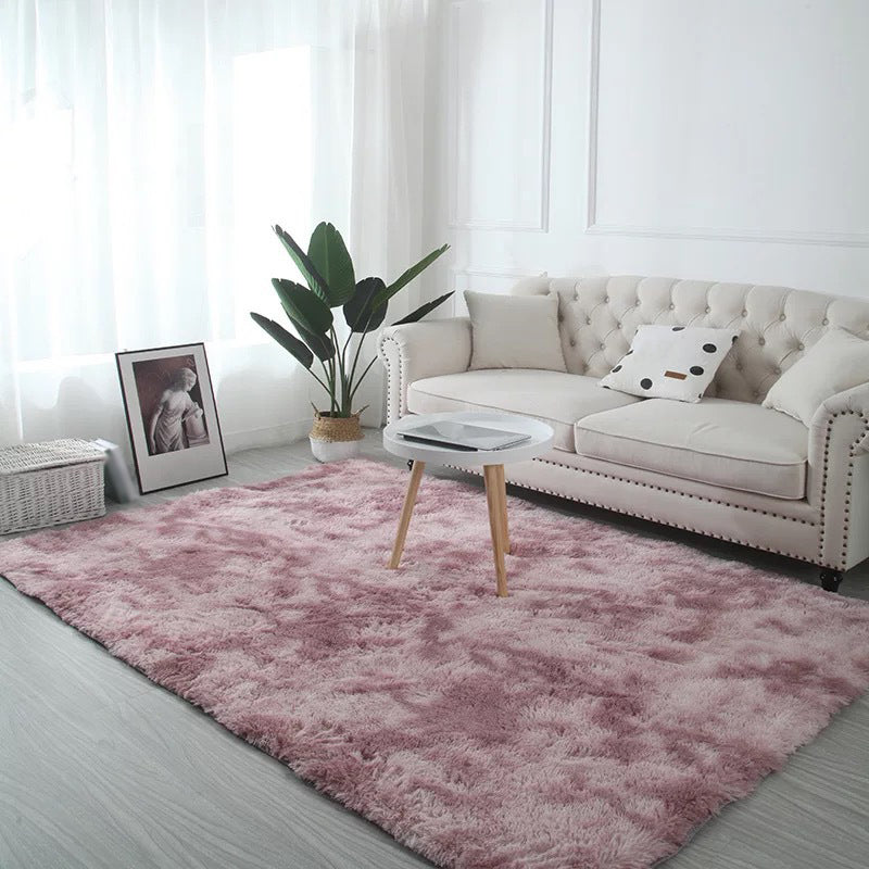 Plain Shag Carpet Polyester Indoor Rug Non-Slip Backing Rug for Bedroom Decoration