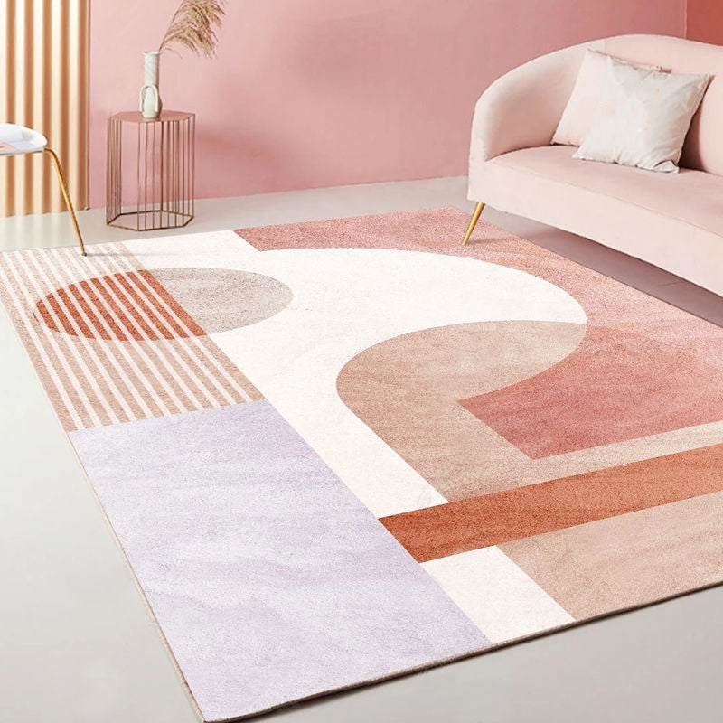 Colorblock Rug Area Carpet Non-Slip Backing Easy Care Indoor Rug for Home Decor