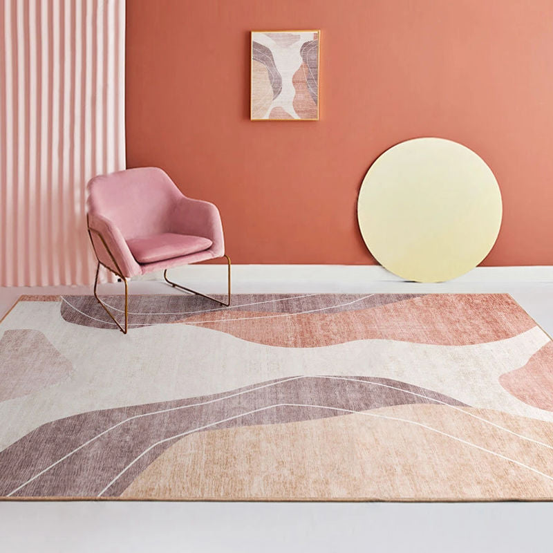 Colorblock Rug Area Carpet Non-Slip Backing Easy Care Indoor Rug for Home Decor
