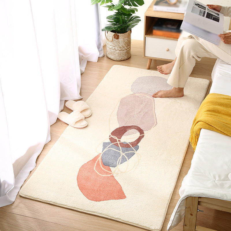 Light Pink Modern Rug Polyester Color Block Area Rug Washable Rug for Living Room