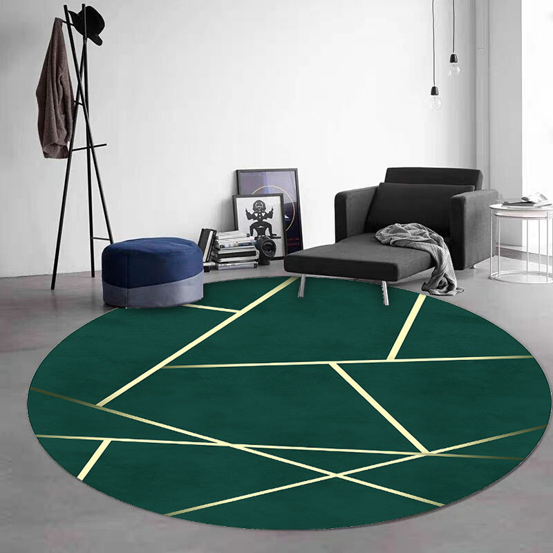 Green Black Graphic Rug Polyester Modern Rug Non-Slip Backing Rug for Living Room