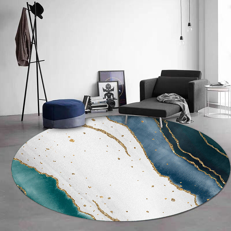 Green Black Graphic Rug Polyester Modern Rug Non-Slip Backing Rug for Living Room