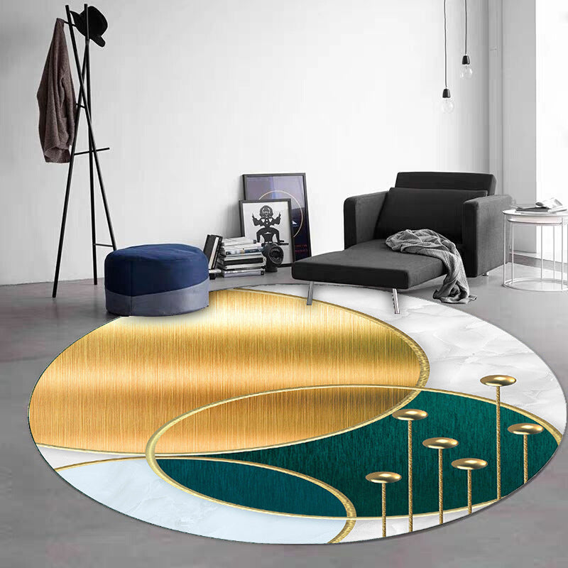 Green Black Graphic Rug Polyester Modern Rug Non-Slip Backing Rug for Living Room