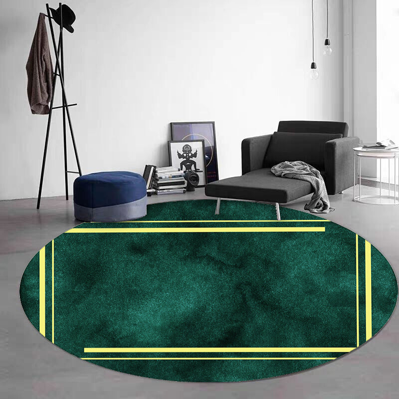 Green Black Graphic Rug Polyester Modern Rug Non-Slip Backing Rug for Living Room