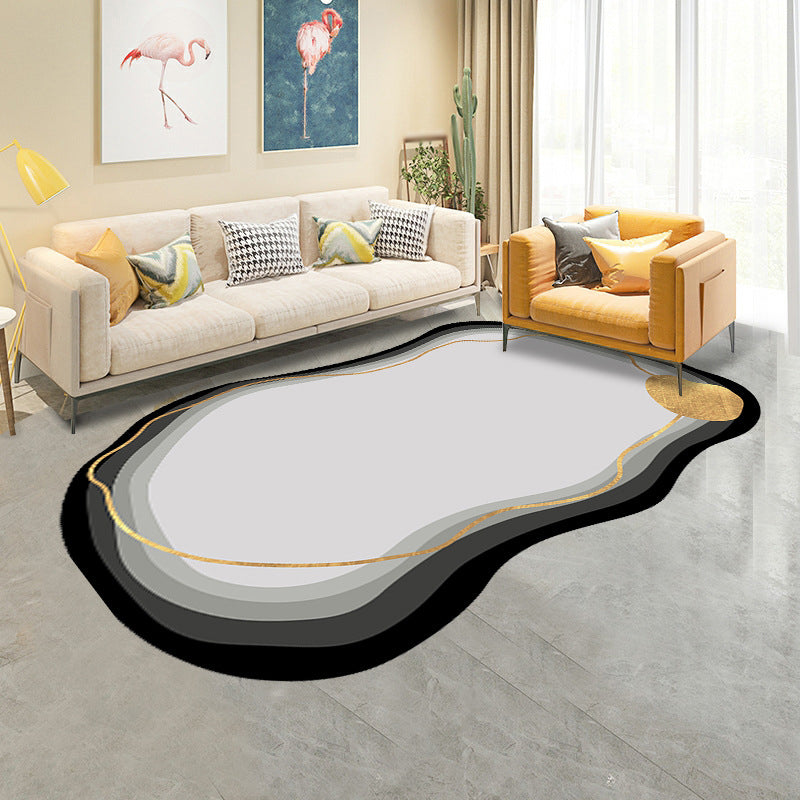 Light Green Color Block Rug Polyester Simple Rug Stain Resistant Rug for Home Decor