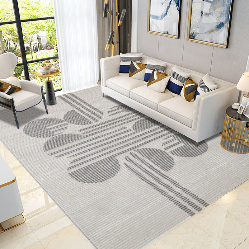 Gray Abstract Line Rug Polyester Modern Rug Non-Slip Backing Rug for Home Decor