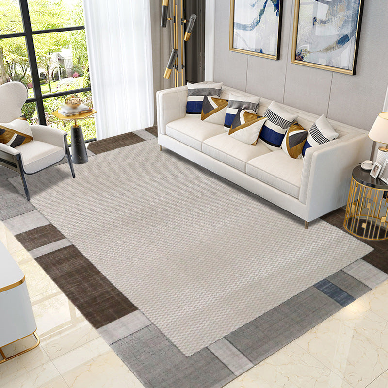 Gray Abstract Line Rug Polyester Modern Rug Non-Slip Backing Rug for Home Decor