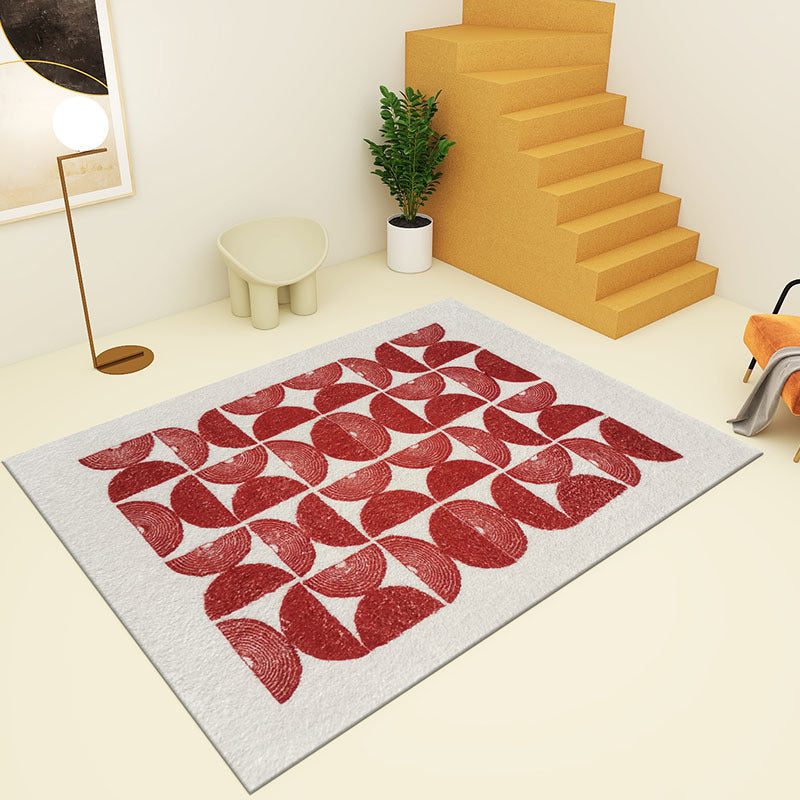 Modern Living Room Block Rug Stain Resistant Carpet Non-Slip Backing Rug