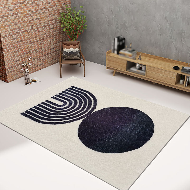 Modern Living Room Block Rug Stain Resistant Carpet Non-Slip Backing Rug