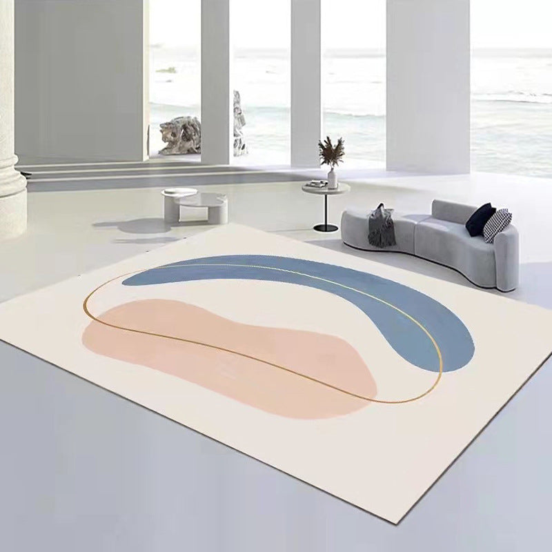 Postmodern Style Block Design Carpet Area Rug Pet Friendly Polyester Rugs for Living Room