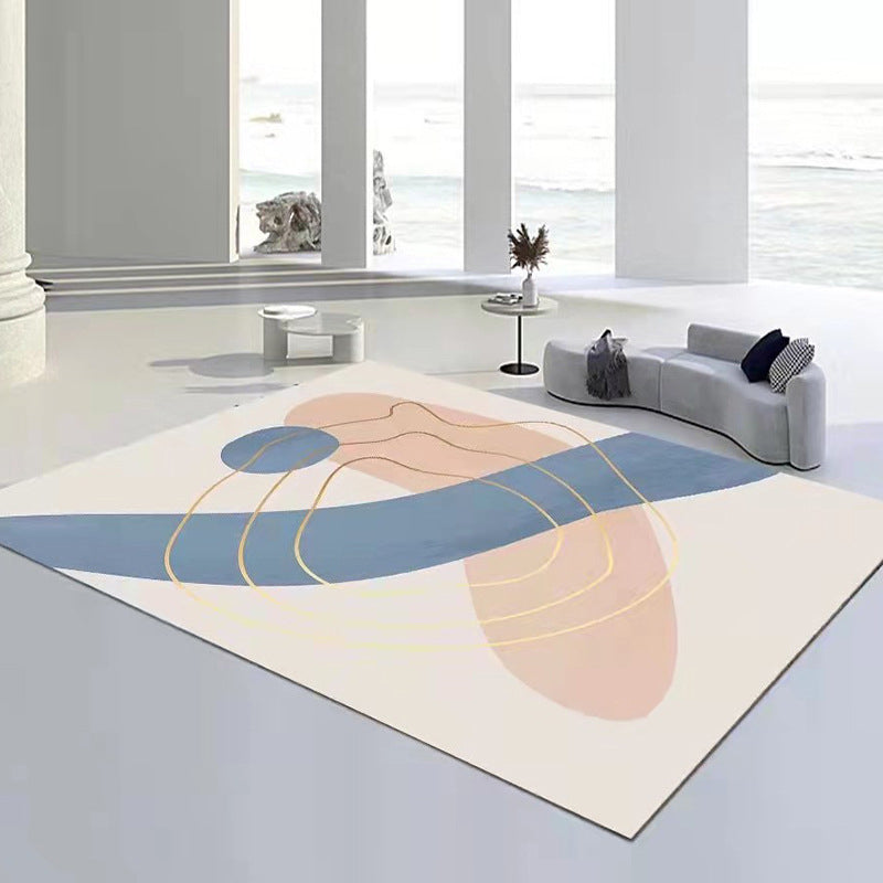 Postmodern Style Block Design Carpet Area Rug Pet Friendly Polyester Rugs for Living Room