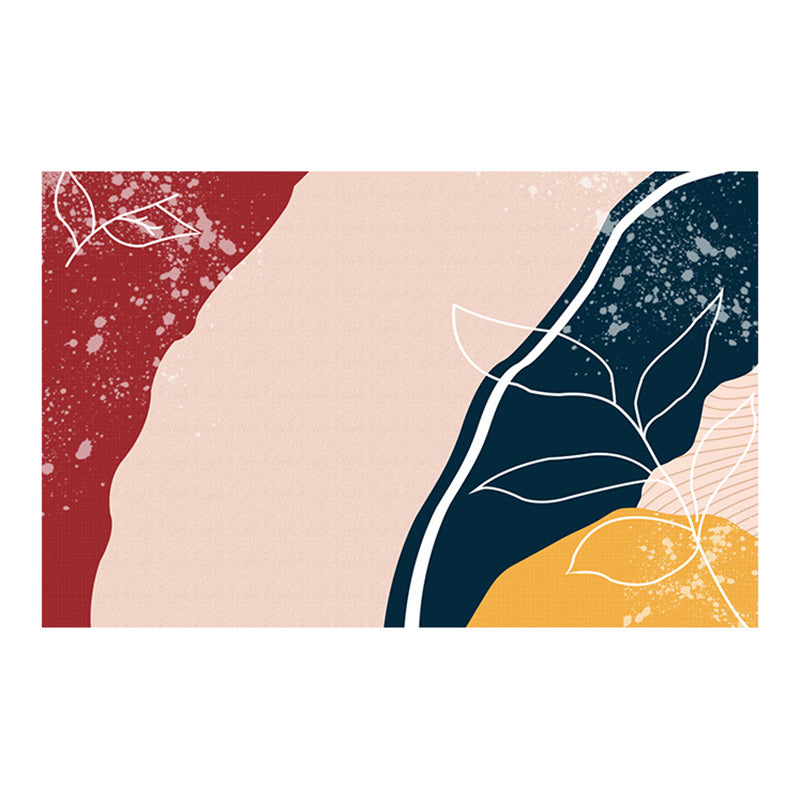 Simple Abstract Color Block Rug Polyester Rug Anti-Slip Backing Carpet for Living Room