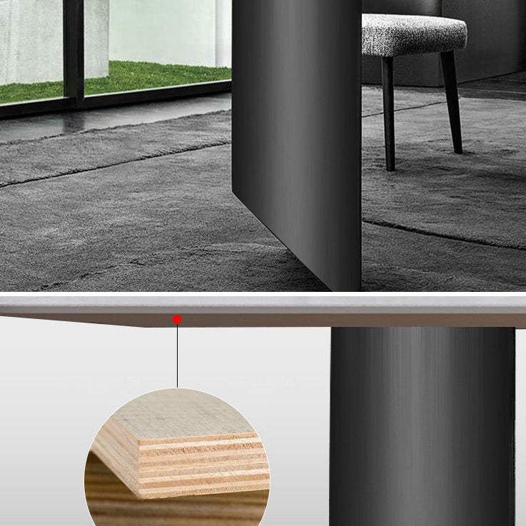Mesa de comedor de piedra sinterizada para mesa rectangular de restaurantes con pedestal doble