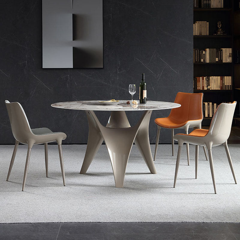 Silla de comedor de metal contemporáneo, sillas de comedor de cuero para uso doméstico