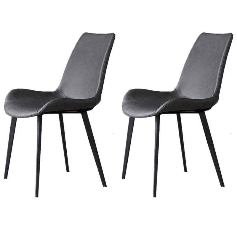 Indoor Industrial Arm Chair Solid Back Metal Upholstered Dining Room Chair (Set of 2)
