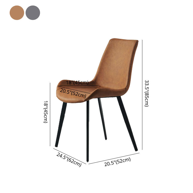 Silla de comedor tapizada de metal con respaldo sólido industrial para interiores (juego de 2)