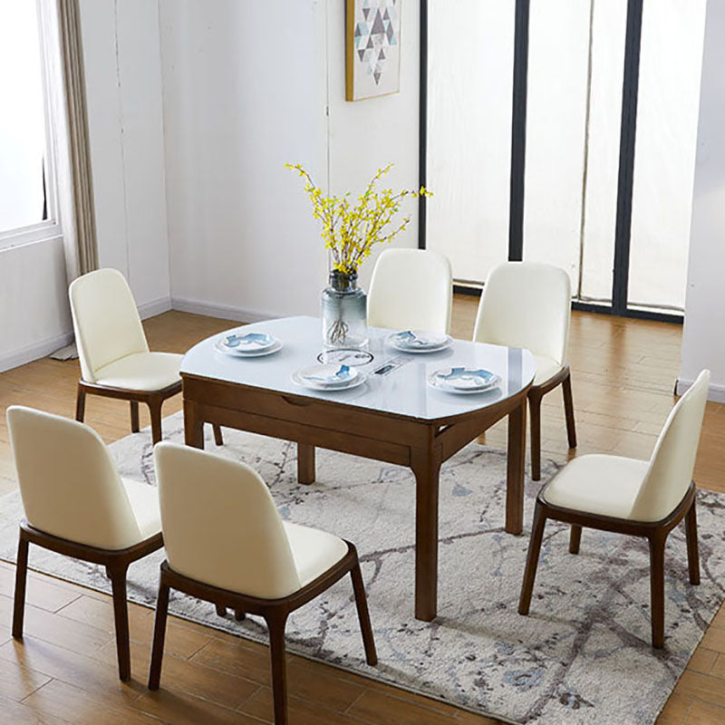 Silla auxiliar industrial para interiores, silla de comedor tapizada de madera con respaldo macizo (juego de 2)