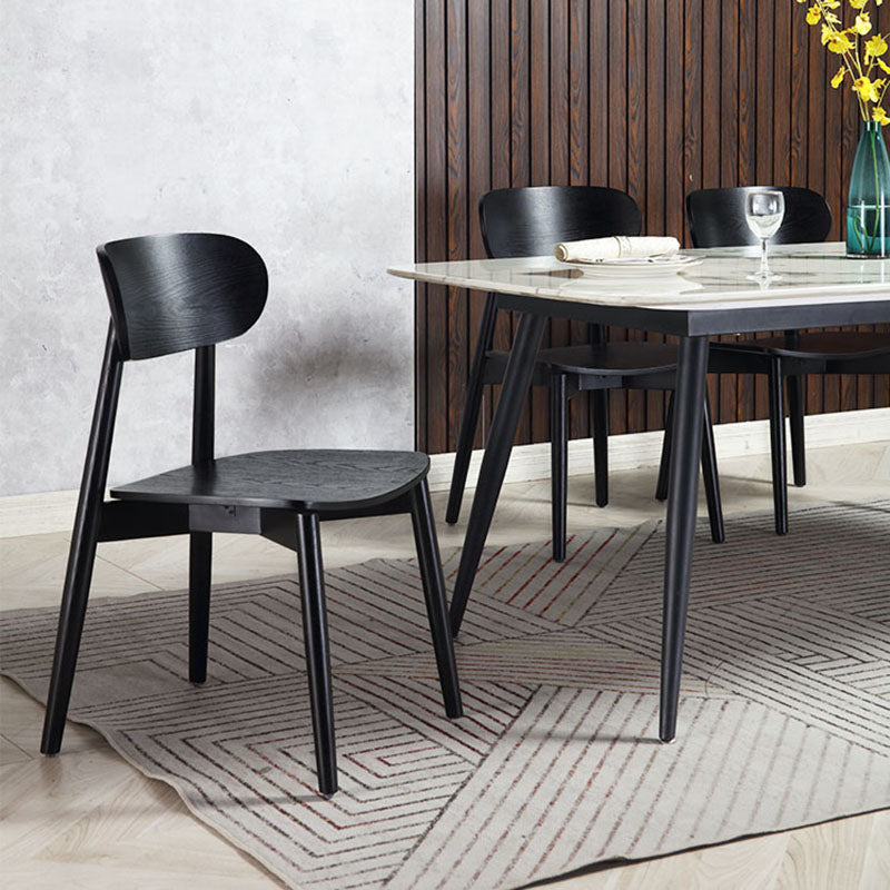 Sillas de comedor de madera estilo moderno Silla auxiliar de comedor con respaldo abierto (juego de 2)