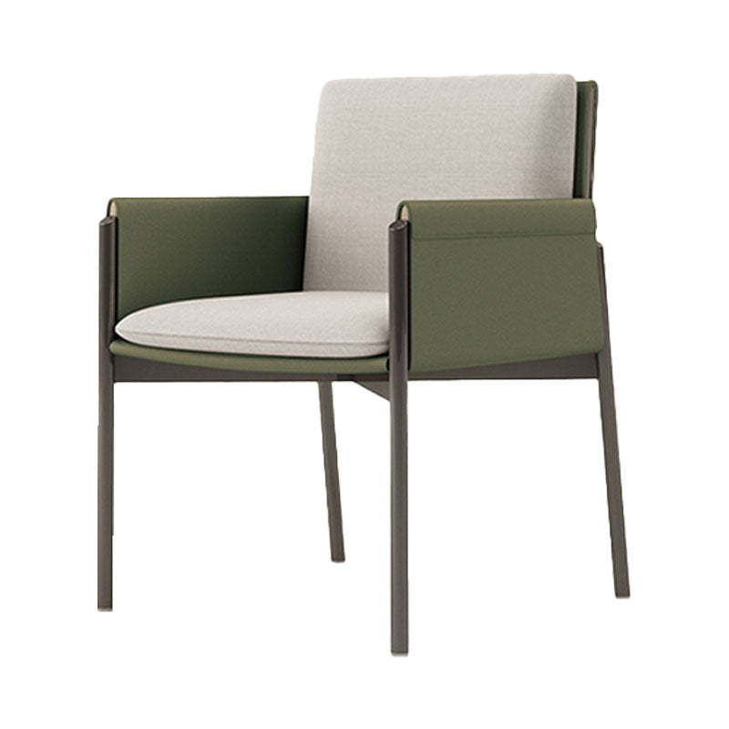 Minimalist Linen Fabric Dining Chair Solid Back Arm Single Chair for Kitchen