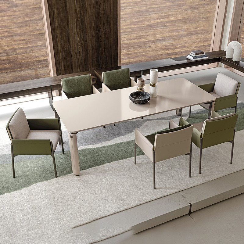 Silla de comedor de tela de lino minimalista, silla individual con brazo trasero sólido para cocina