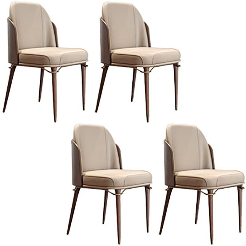 Minimalist Style Leather Dining Chairs Upholstered Armless Solid Back Chair (Set of 4)