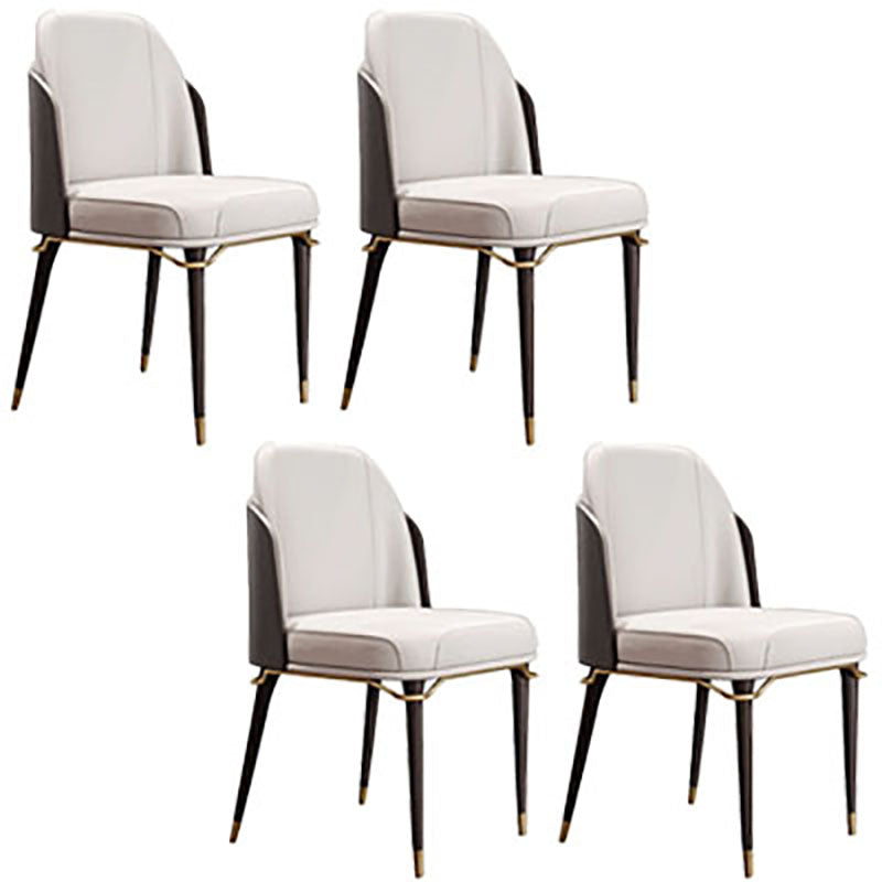 Minimalist Style Leather Dining Chairs Upholstered Armless Solid Back Chair (Set of 4)