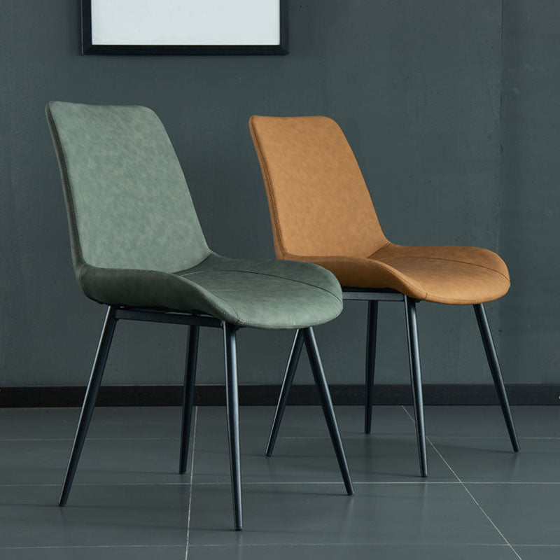 Industriële stijl lederen eetkamerstoelen stevige achterarm eetkamerstoelen voor keuken (set van 2)
