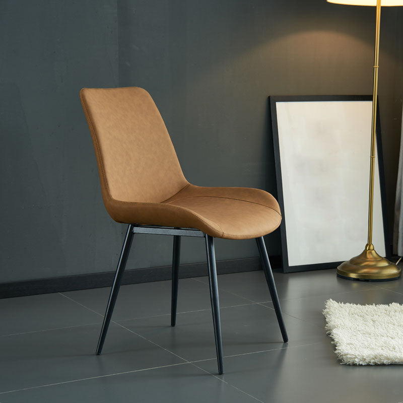 Industriële stijl lederen eetkamerstoelen stevige achterarm eetkamerstoelen voor keuken (set van 2)