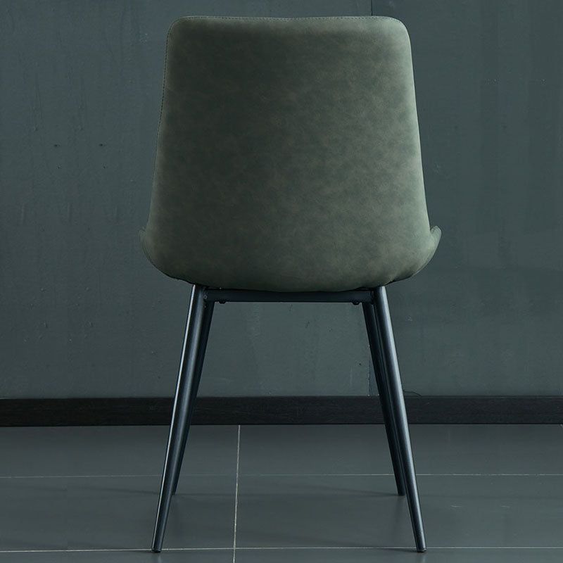 Industriële stijl lederen eetkamerstoelen stevige achterarm eetkamerstoelen voor keuken (set van 2)