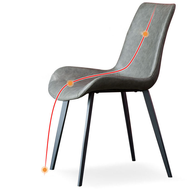 Sillas auxiliares de comedor de cuero de estilo industrial Silla con respaldo sólido para cocina (juego de 2)