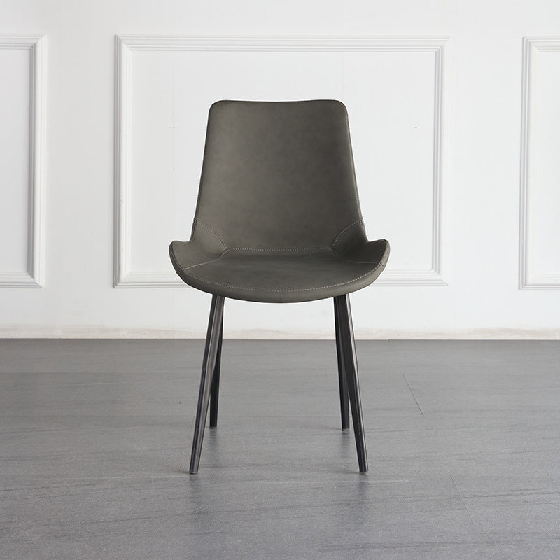 Sillas auxiliares de comedor de cuero de estilo industrial Silla con respaldo sólido para cocina (juego de 2)