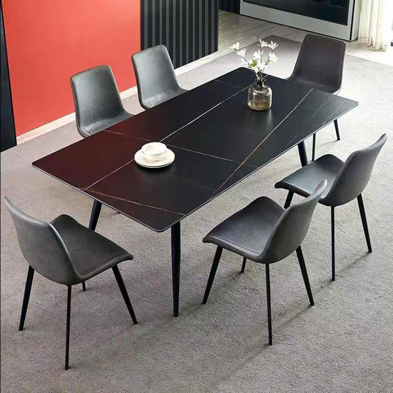 Sillas auxiliares de comedor de cuero de estilo industrial Silla con respaldo sólido para cocina (juego de 2)