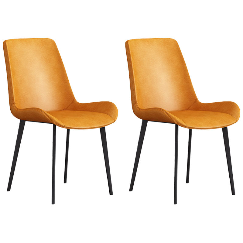 Industrial Style Solid Back Arm Chairs Leather Dining Chairs for Home Use (Set of 2)