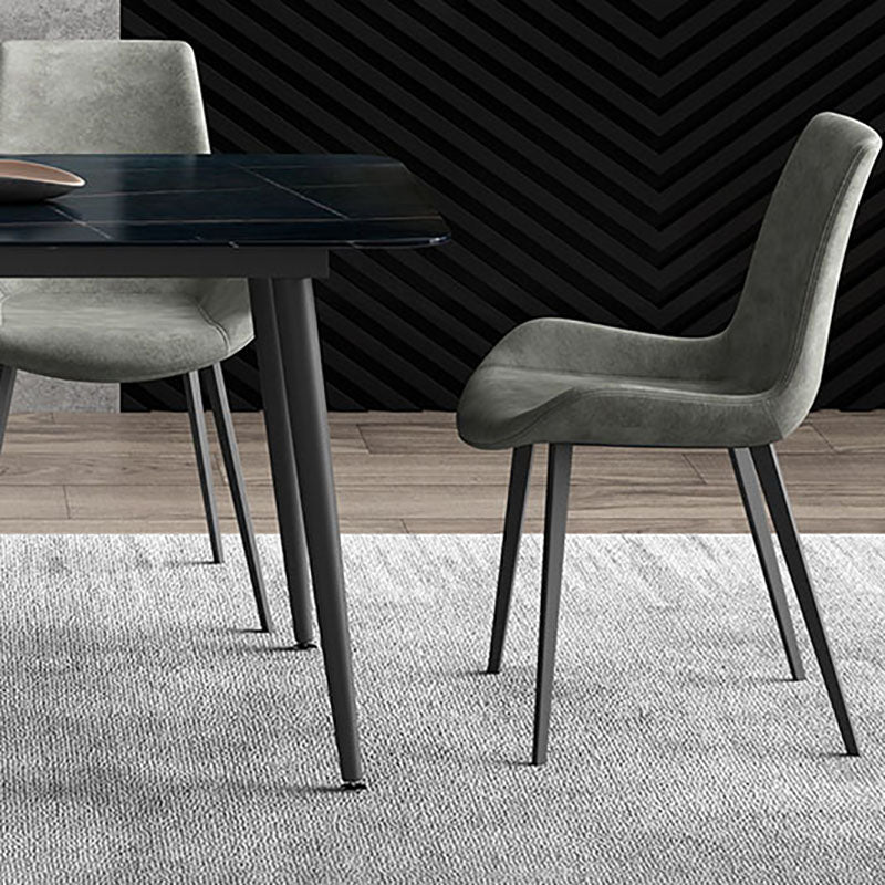 Sillas de comedor de cuero con respaldo sólido de estilo industrial para uso doméstico (juego de 2)