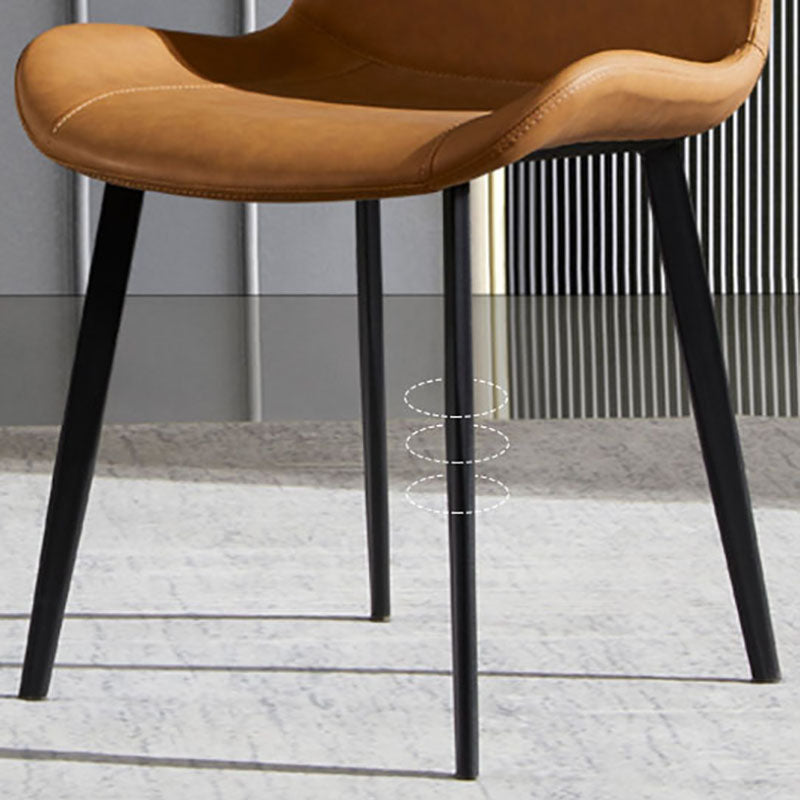 Sillas de comedor de cuero con respaldo sólido de estilo industrial para uso doméstico (juego de 2)