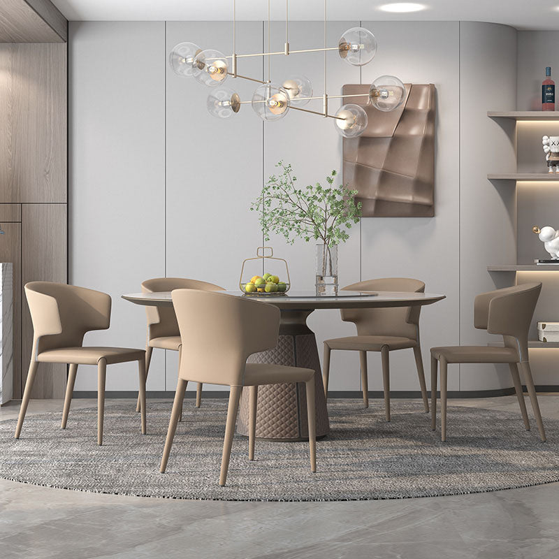 Silla de comedor estilo diseñador con respaldo de orejas de piel sintética (juego de 2)