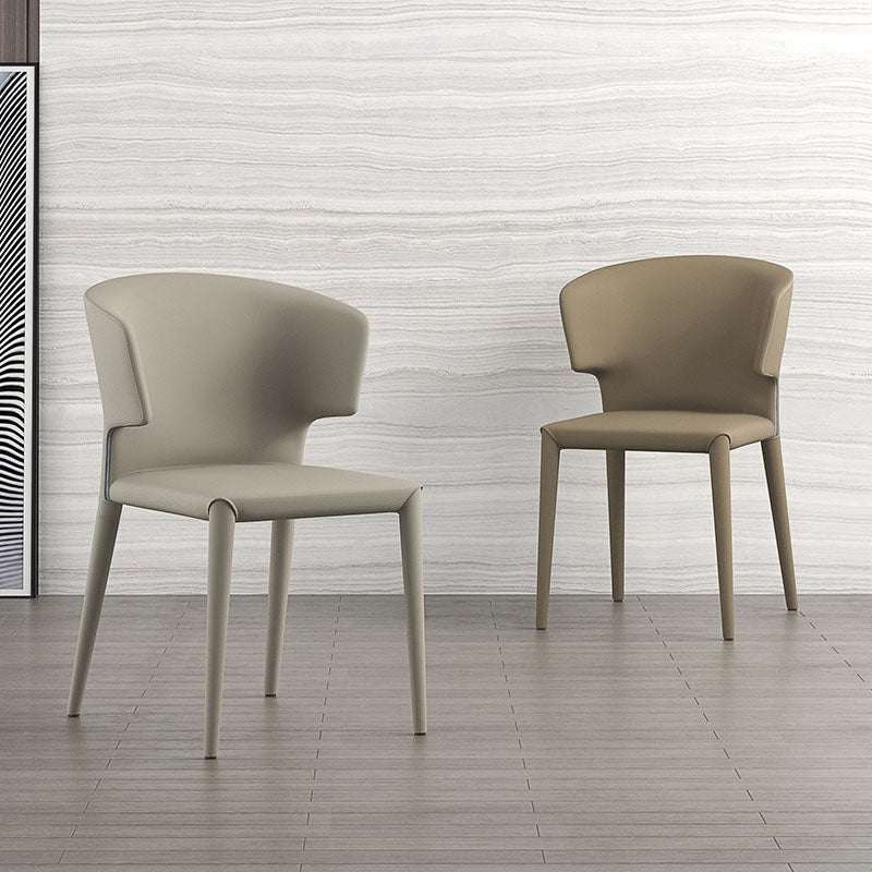Silla de comedor estilo diseñador con respaldo de orejas de piel sintética (juego de 2)