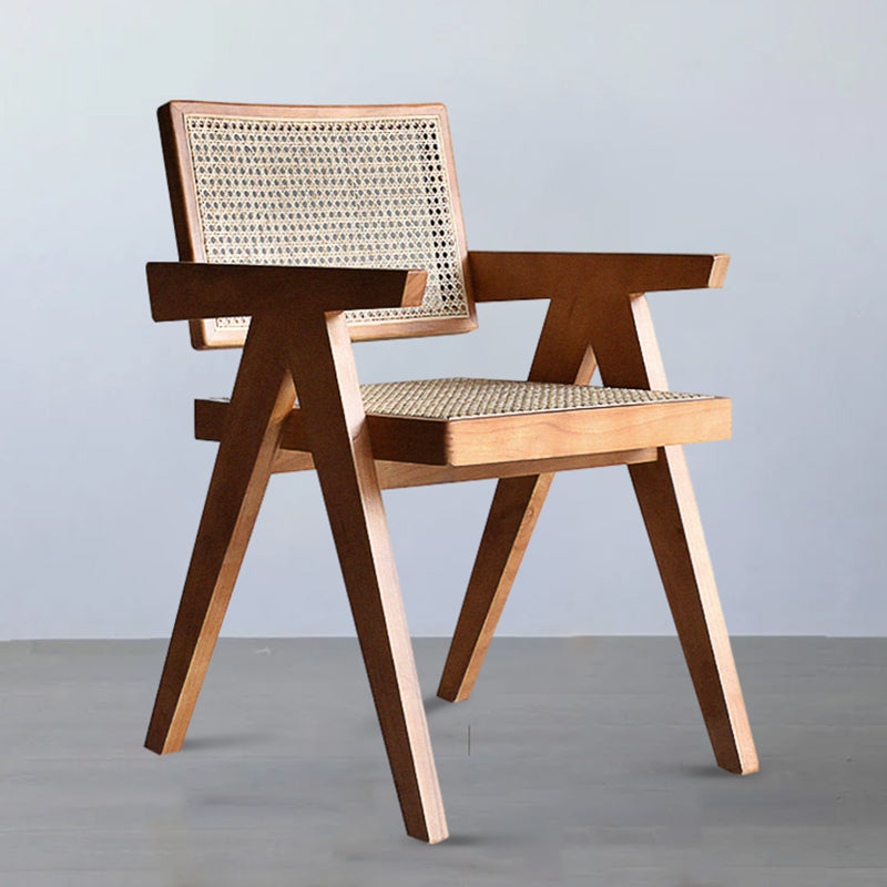 Traditional Style Ash Wood Chair Kitchen Open Back Arm Single Chair