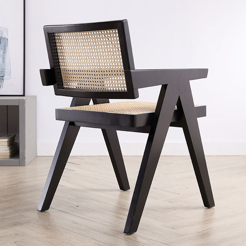 Silla de madera de fresno de estilo tradicional, silla individual con brazo trasero abierto para cocina