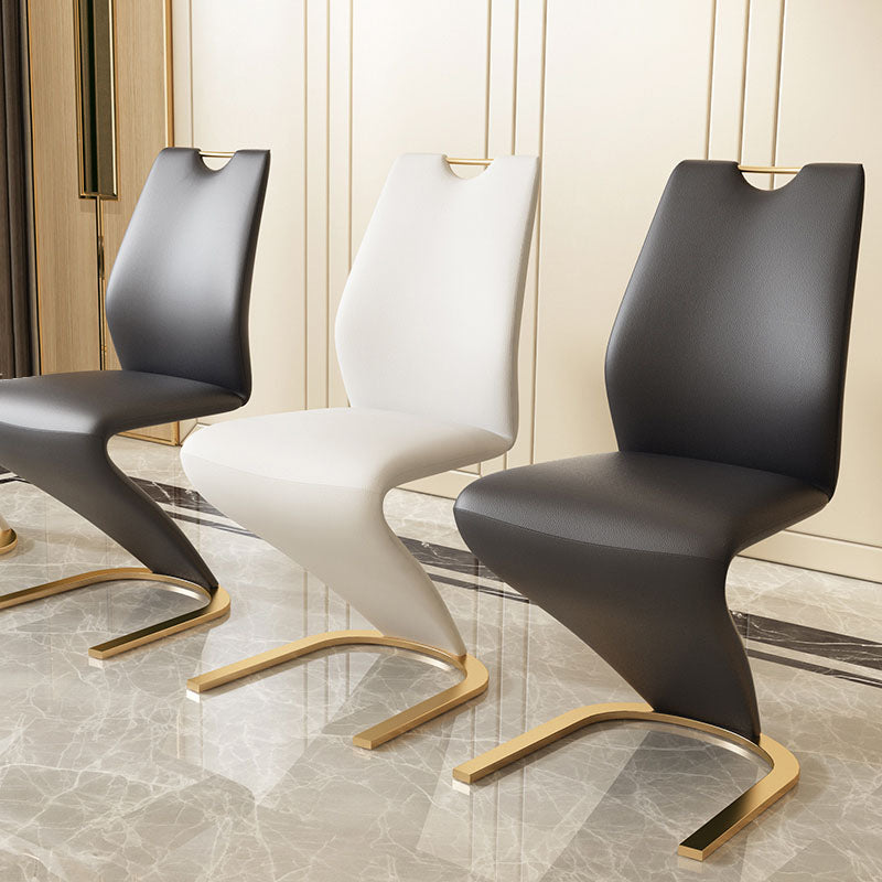 Chaises de salle à manger en similicuir de style scandinave, chaise à dossier solide pour cuisine (Ensemble de 2)