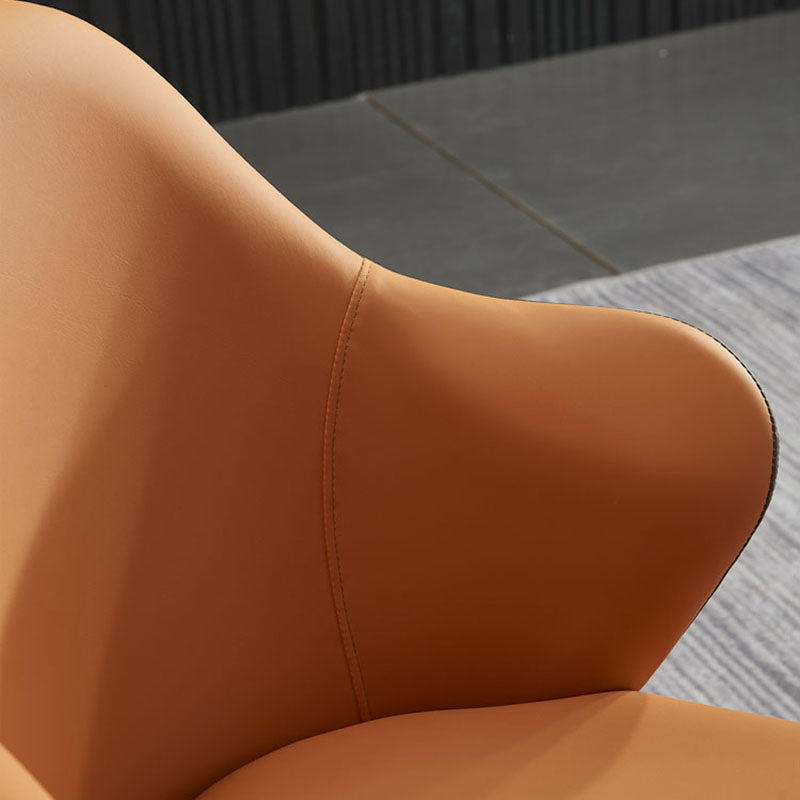 Minimalist Style Leather Dining Chair Solid Back Arm Upholstered Single Chair