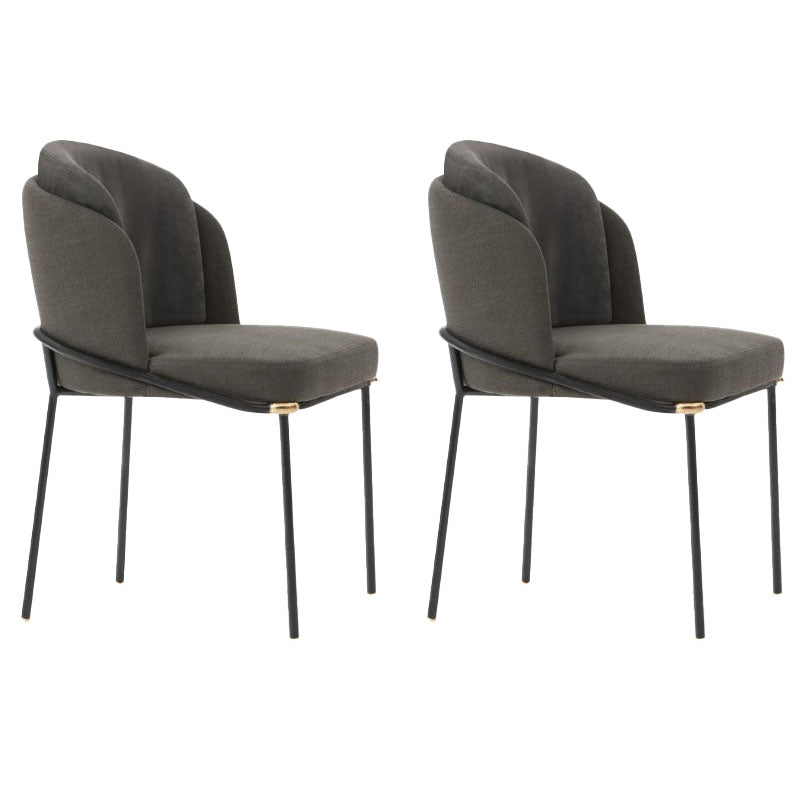 Industrial Metal Dining Chairs Armless Linen Fabric Dining Chair for Home Use (Set of 2)