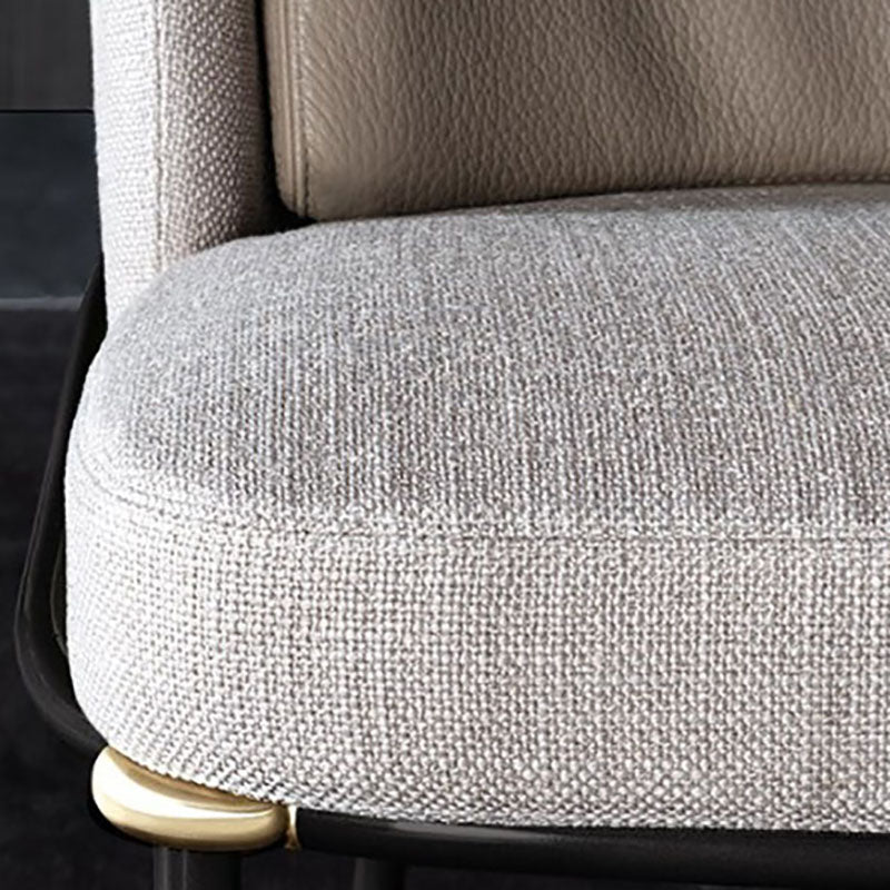 Industrial Metal Dining Chairs Armless Linen Fabric Dining Chair for Home Use (Set of 2)
