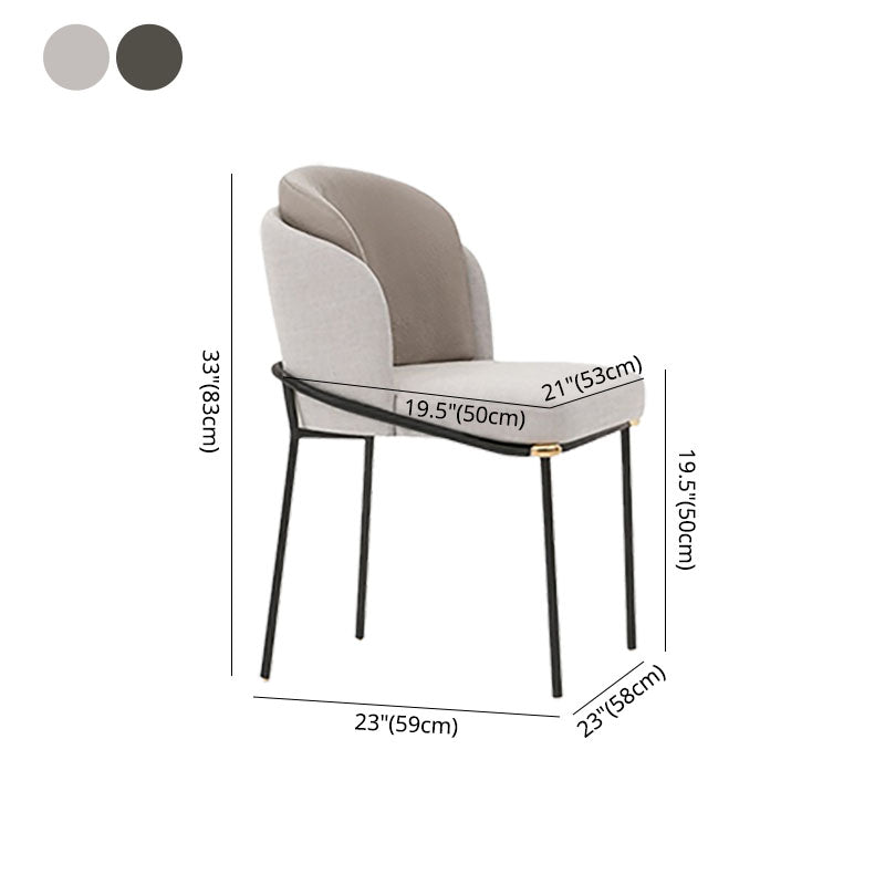 Industrial Metal Dining Chairs Armless Linen Fabric Dining Chair for Home Use (Set of 2)