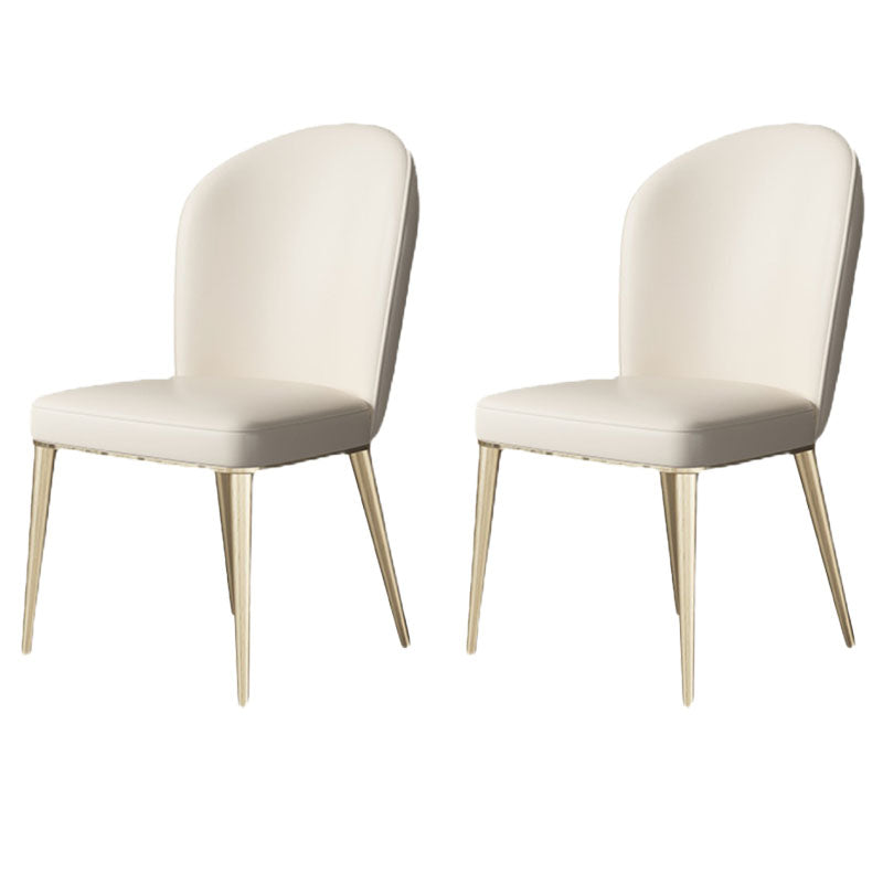 Scandinavian Style Metal Dining Chair Dining Room Armless Solid Back Chair (Set of 2)