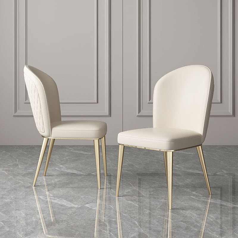 Silla de comedor de metal de estilo escandinavo, silla de comedor sin brazos con respaldo sólido (juego de 2)
