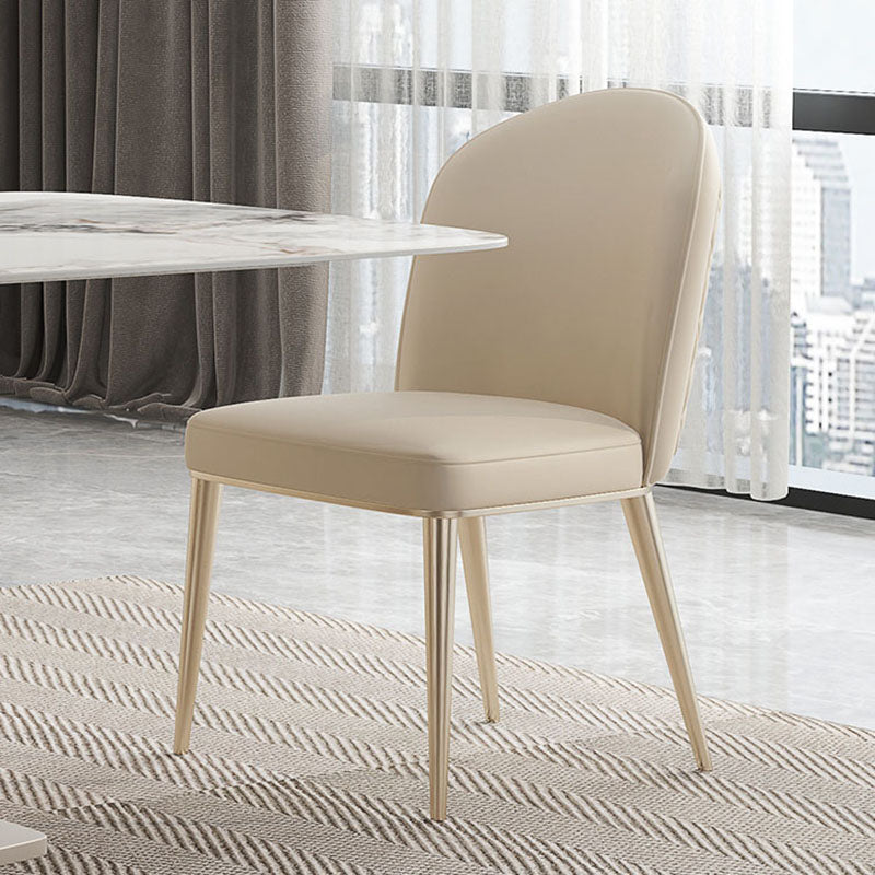 Silla de comedor de metal de estilo escandinavo, silla de comedor sin brazos con respaldo sólido (juego de 2)