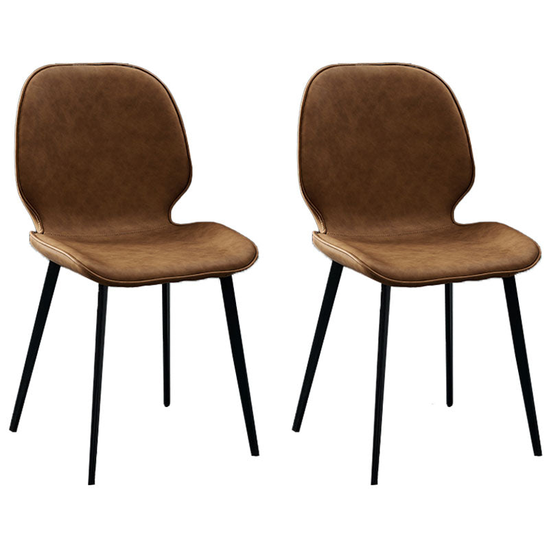 Industrial Style Wingback Chairs Leather Dining Armless Chairs for Kitchen