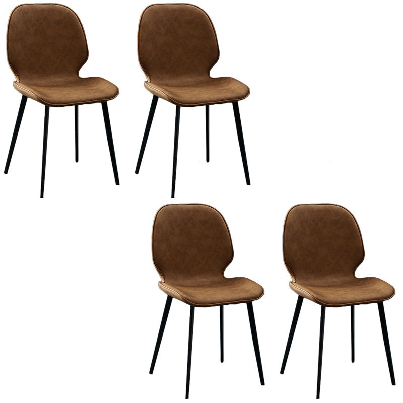 Sillas con respaldo de estilo industrial, sillas sin brazos de comedor de cuero para cocina